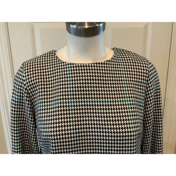 Zara Trafaluc Black & White Houndstooth Dress W/ Blue Stripes, Size Medium - Picture 2 of 8